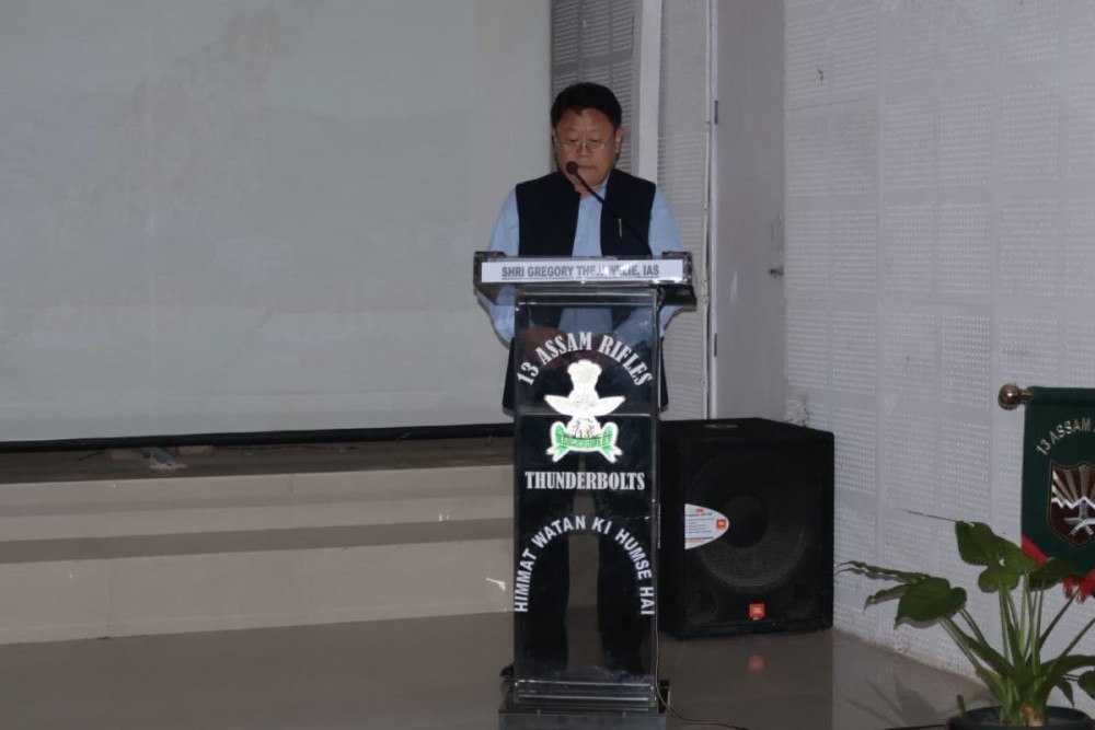 Gregory Thejawelie, Commissioner of Nagaland addressing Military- Civil Fusion Seminar in Kohima on September 8. (Morung Photo)